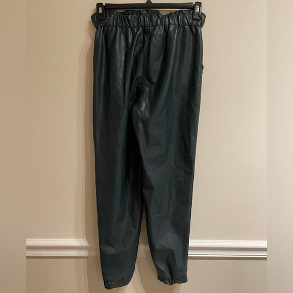 Abercrombie & Fitch Vegan Faux Leather Jogger Pants Dark Green / Evergreen Small - Picture 5 of 6